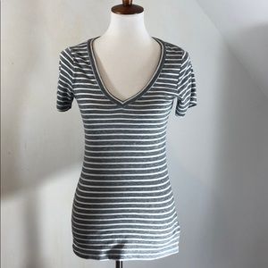 Heather gray and white v-neck tee